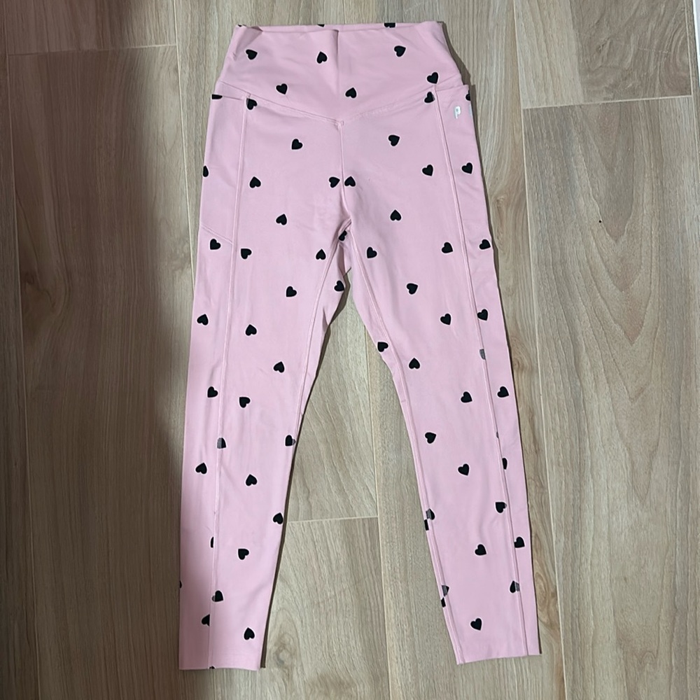 PINK active legging light pink with black hearts